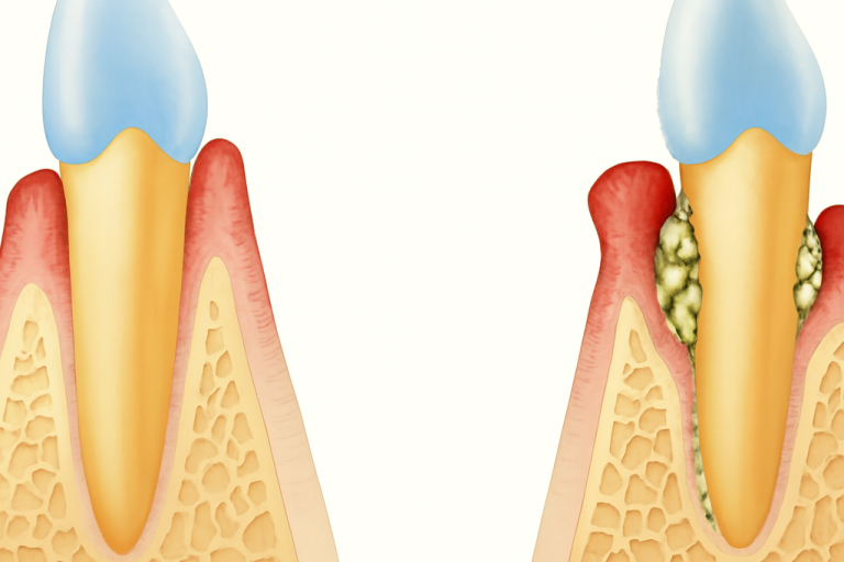 Nahaufnahme eines Lächelns mit strahlend weißen, geraden Zähnen.