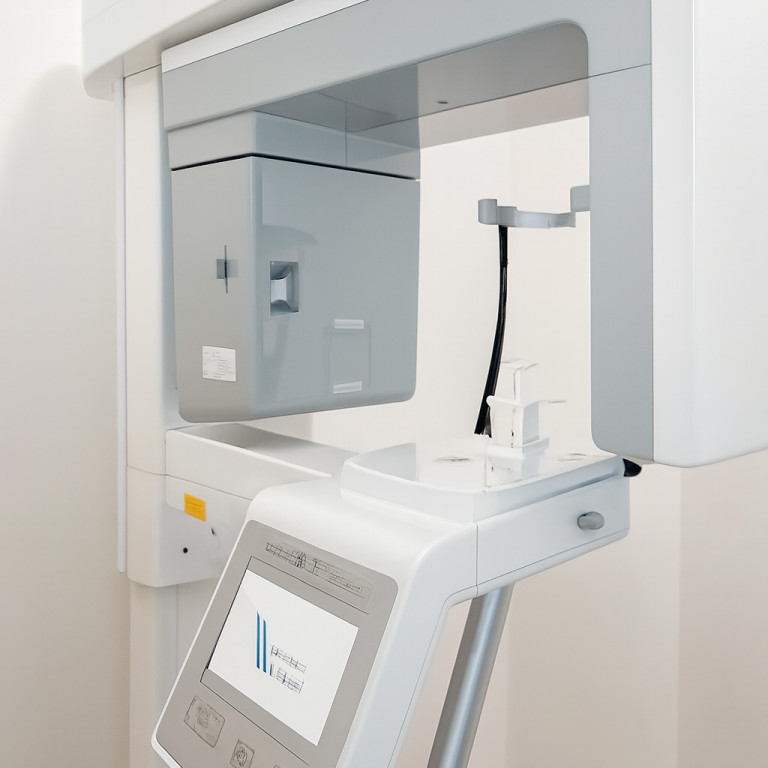 Modernes 3-D Röntgengerät mit einem weißen Hintergrund.